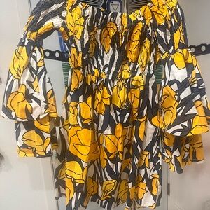 Yellow Floral Off-Shoulder Dress